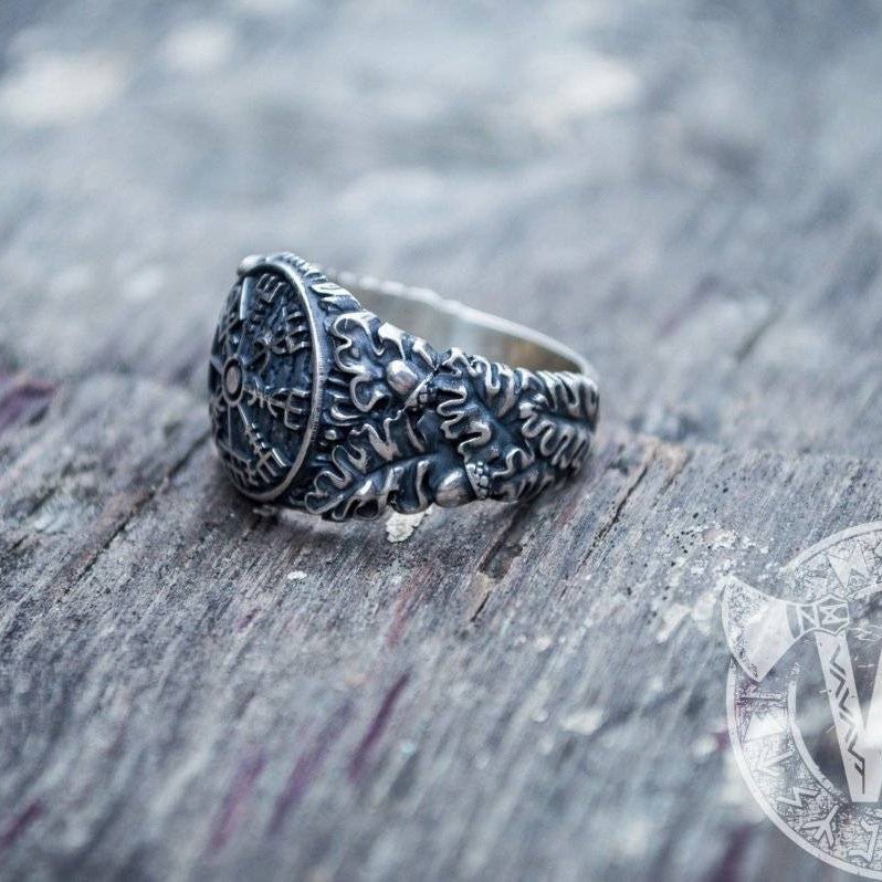 Vegvisir Viking Symbol Ring Sterling Silver Ring - VikingsBrand