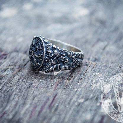 Vegvisir Viking Symbol Ring Sterling Silver Ring - VikingsBrand
