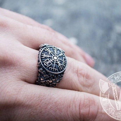 Vegvisir Viking Symbol Ring Sterling Silver Ring - VikingsBrand