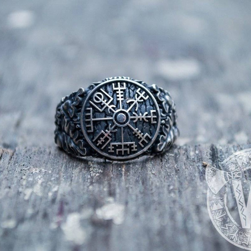 Vegvisir Viking Symbol Ring Sterling Silver Ring - VikingsBrand