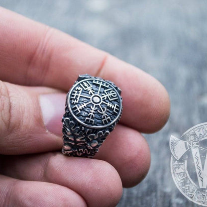 Vegvisir Viking Symbol Ring Sterling Silver Ring - VikingsBrand