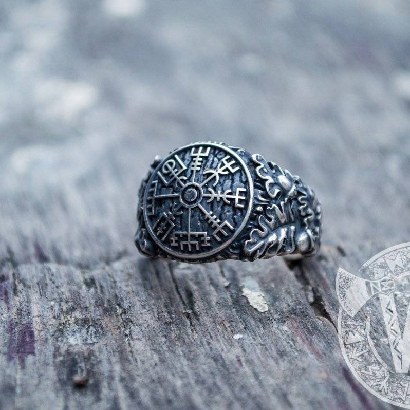 Vegvisir Viking Symbol Ring Sterling Silver Ring - VikingsBrand