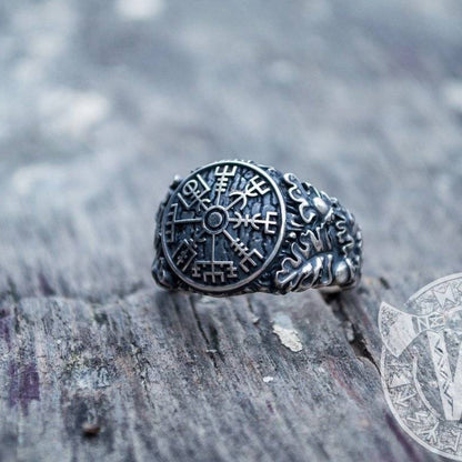 Vegvisir Viking Symbol Ring Sterling Silver Ring - VikingsBrand