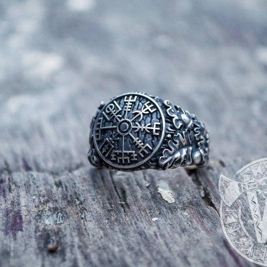 Vegvisir Viking Symbol Ring Sterling Silver Ring - VikingsBrand