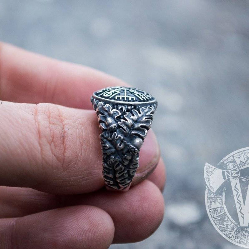 Vegvisir Viking Symbol Ring Sterling Silver Ring - VikingsBrand