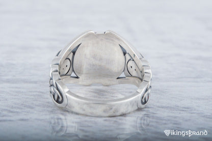 Vegvisir Viking Symbol with Viking Ornament Sterling Silver Handmade Jewelry