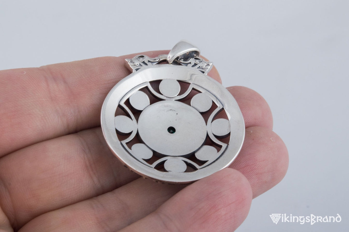 Vegvisir Vikings Symbol Pendant with Viking Runes Ornament Sterling Silver Jewelry