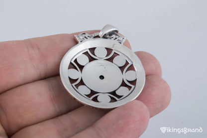 Vegvisir Vikings Symbol Pendant with Viking Runes Ornament Sterling Silver Jewelry