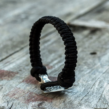Viking Axe Black Paracord 925 Sterling Silver Bracelet - VikingsBrand