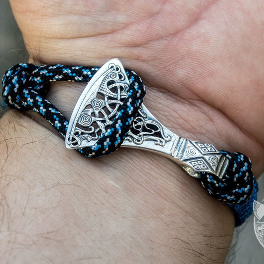 Viking Axe Blue Paracord 925 Sterling Silver Bracelet - VikingsBrand