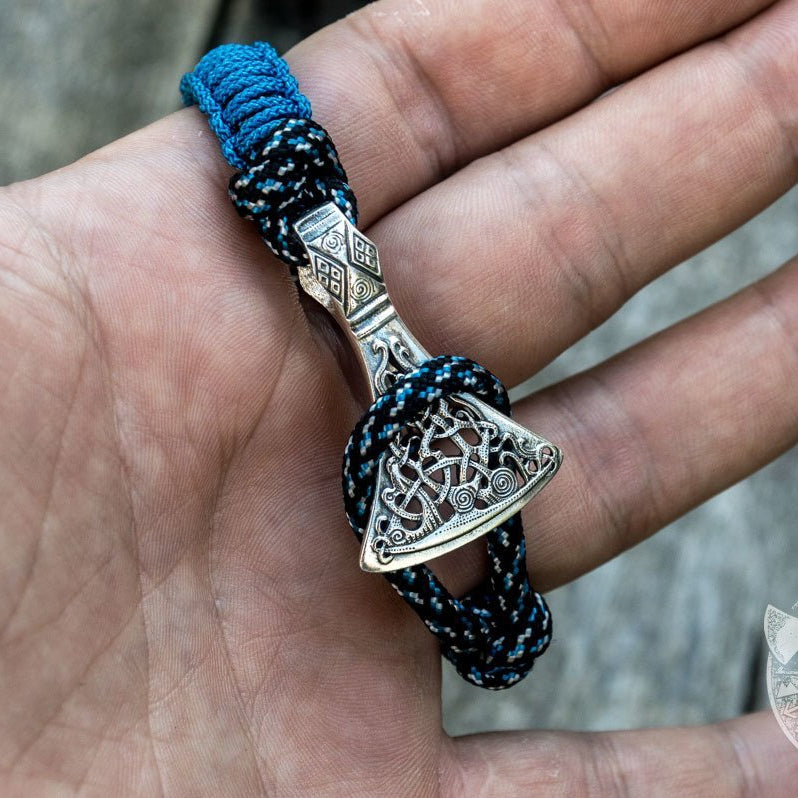 Viking Axe Blue Paracord 925 Sterling Silver Bracelet - VikingsBrand