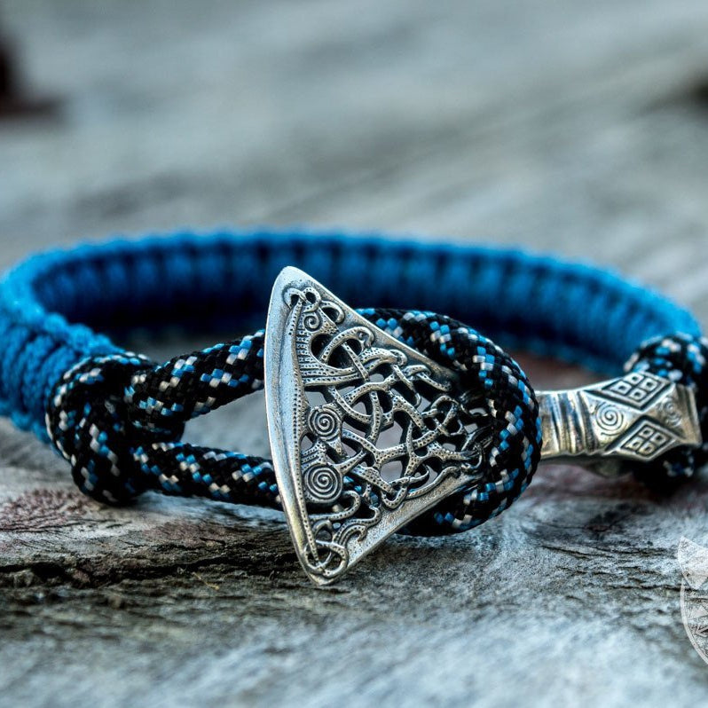 Viking Axe Blue Paracord 925 Sterling Silver Bracelet - VikingsBrand
