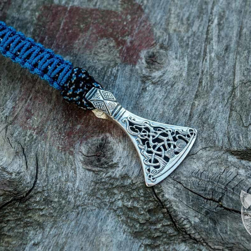 Viking Axe Blue Paracord 925 Sterling Silver Bracelet - VikingsBrand