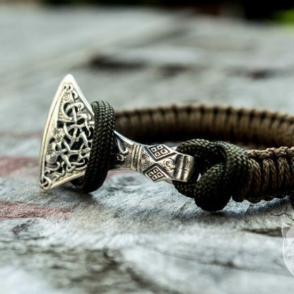Viking Axe Coyote Paracord 925 Sterling Silver Bracelet - VikingsBrand