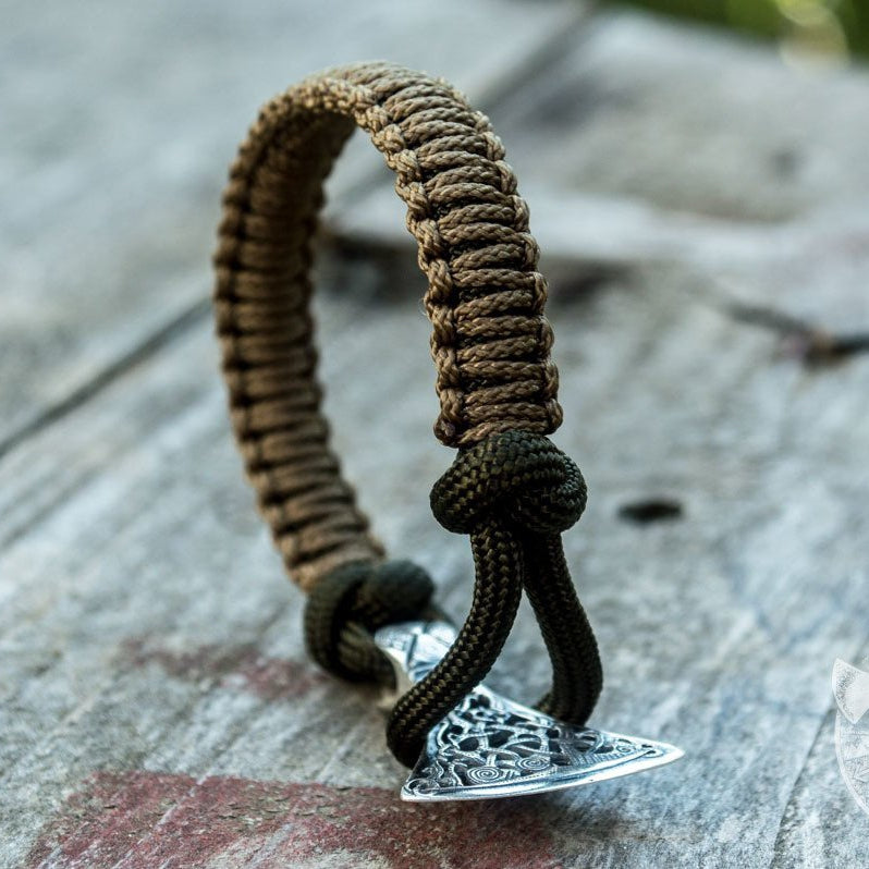 Viking Axe Coyote Paracord 925 Sterling Silver Bracelet - VikingsBrand