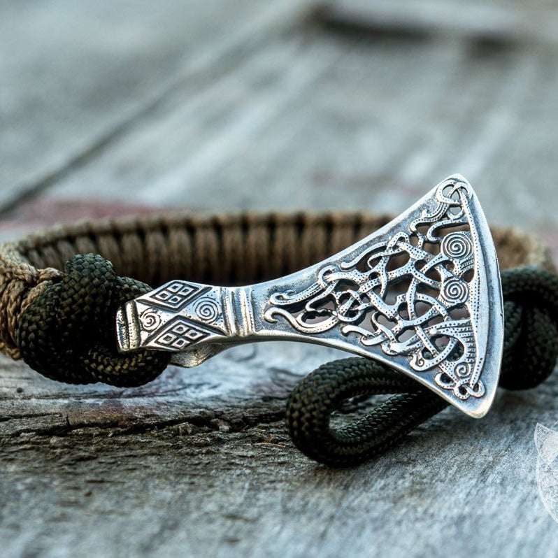 Viking Axe Coyote Paracord 925 Sterling Silver Bracelet - VikingsBrand
