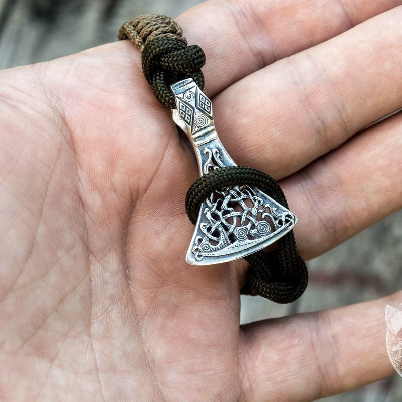Viking Axe Coyote Paracord 925 Sterling Silver Bracelet - VikingsBrand