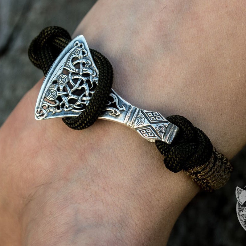 Viking Axe Coyote Paracord 925 Sterling Silver Bracelet - VikingsBrand