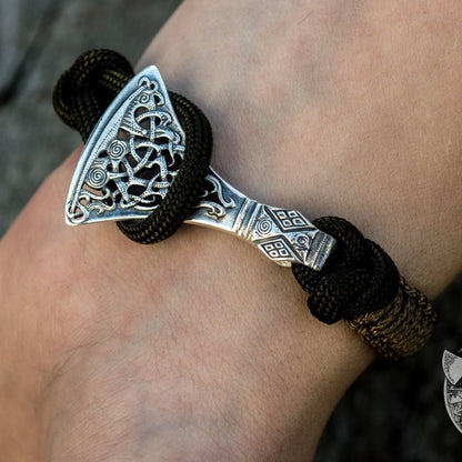 Viking Axe Coyote Paracord 925 Sterling Silver Bracelet - VikingsBrand