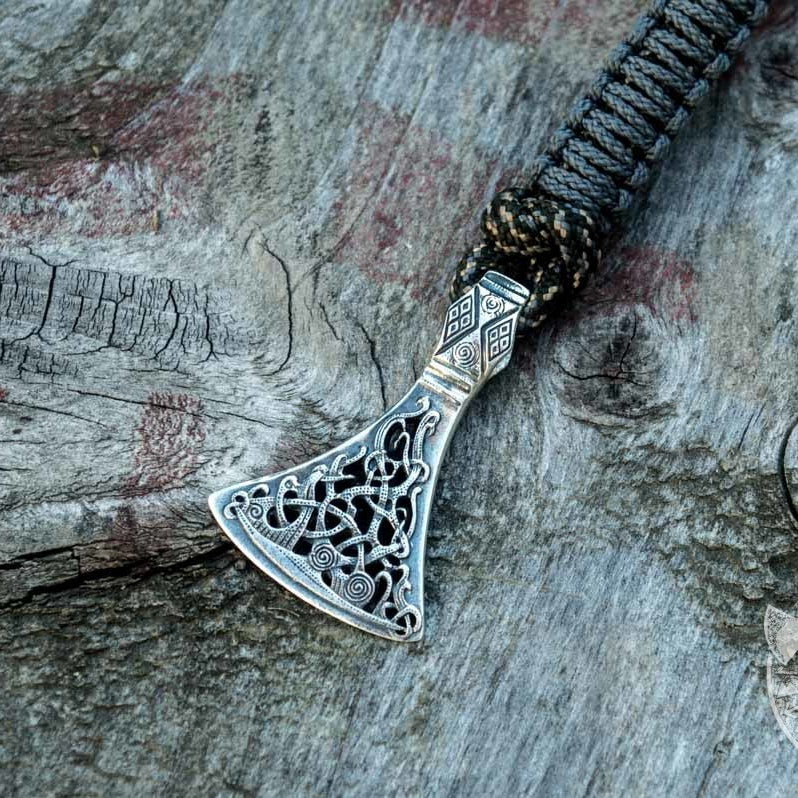 Viking Axe Grey Paracord 925 Sterling Silver Bracelet - VikingsBrand
