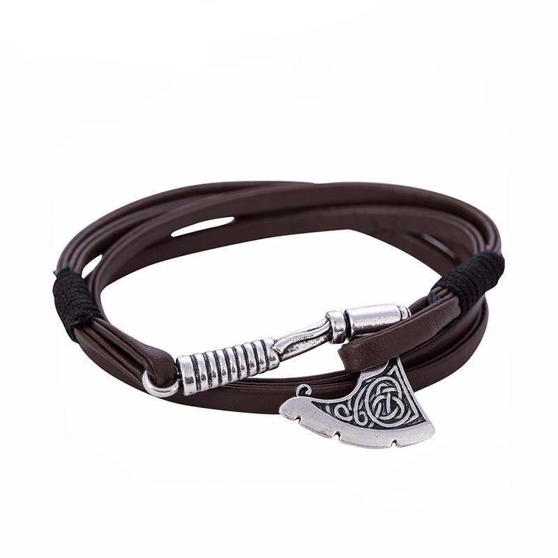 Viking Axe Leather Bracelet - VikingsBrand
