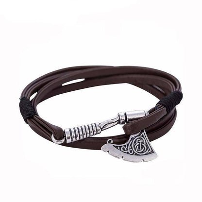 Viking Axe Leather Bracelet - VikingsBrand