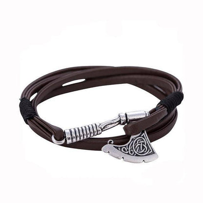 Viking Axe Leather Bracelet - VikingsBrand