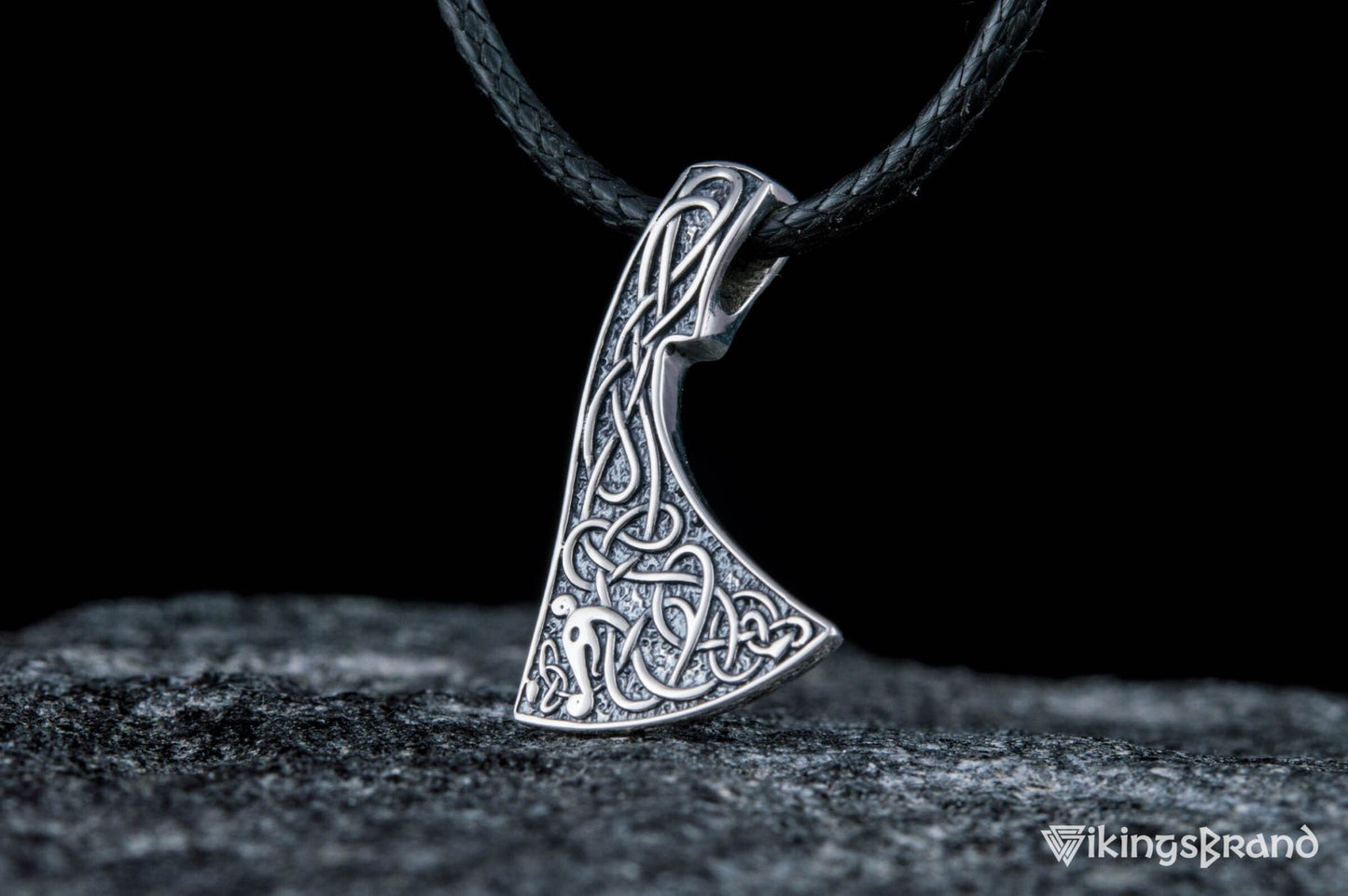 Viking Axe Pendant Urnes Style Sterling Silver Viking Norse Jewelry