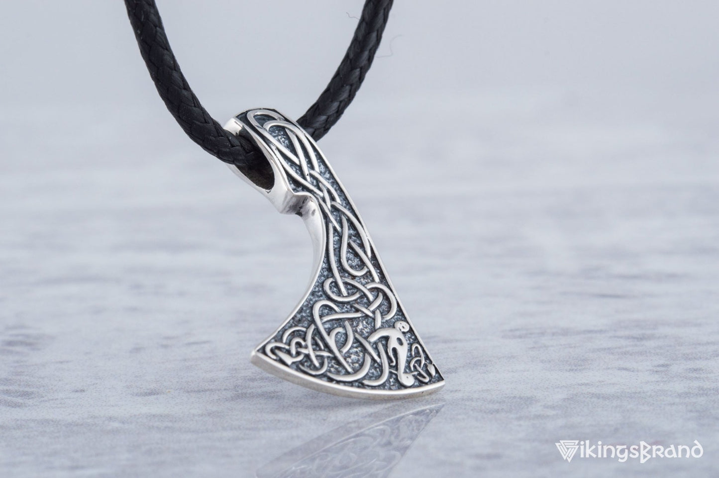 Viking Axe Pendant Urnes Style Sterling Silver Viking Norse Jewelry