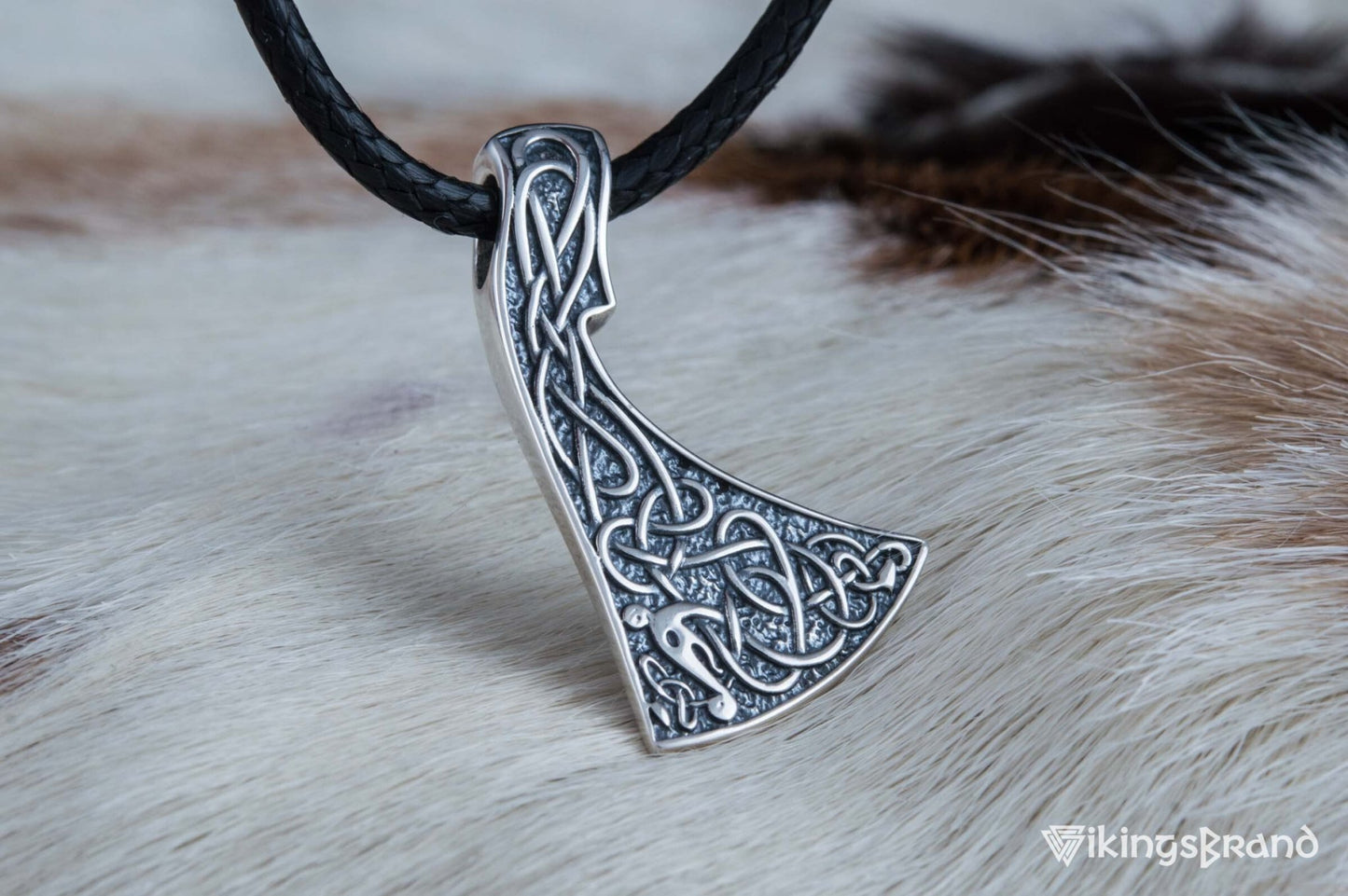 Viking Axe Pendant Urnes Style Sterling Silver Viking Norse Jewelry