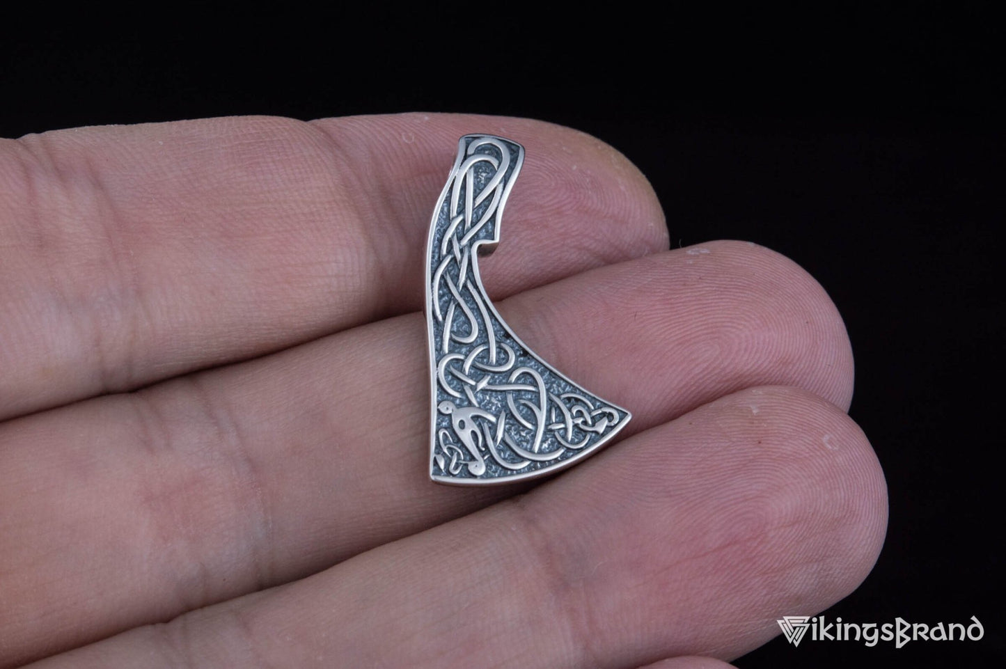 Viking Axe Pendant Urnes Style Sterling Silver Viking Norse Jewelry