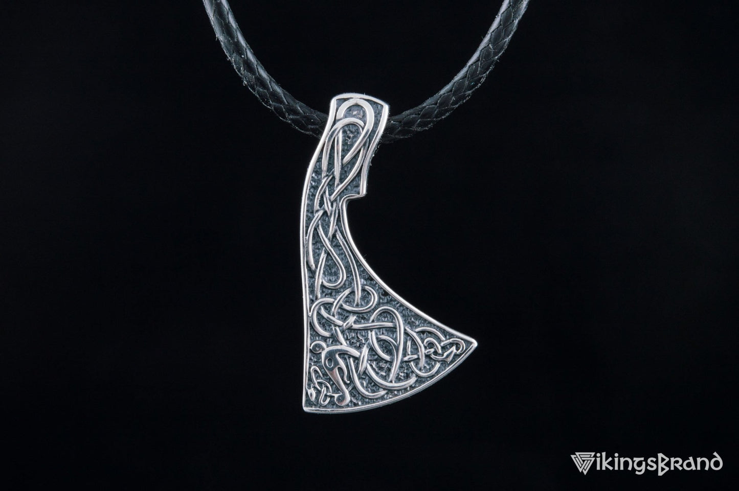 Viking Axe Pendant Urnes Style Sterling Silver Viking Norse Jewelry