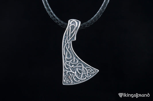Viking Axe Pendant Urnes Style Sterling Silver Viking Norse Jewelry