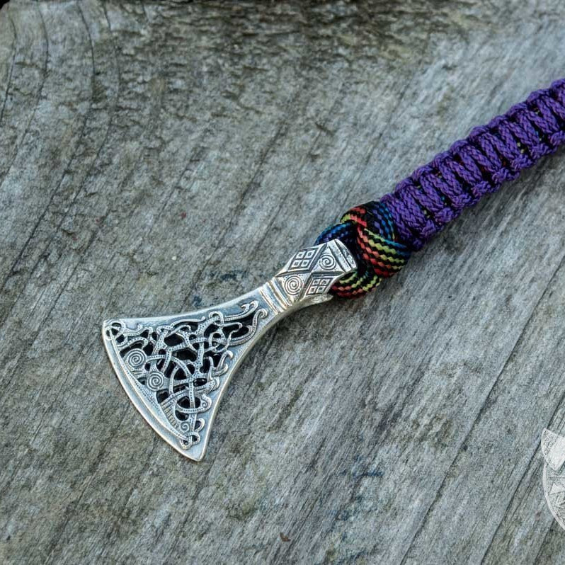 Viking Axe Purple Paracord 925 Sterling Silver Bracelet - VikingsBrand