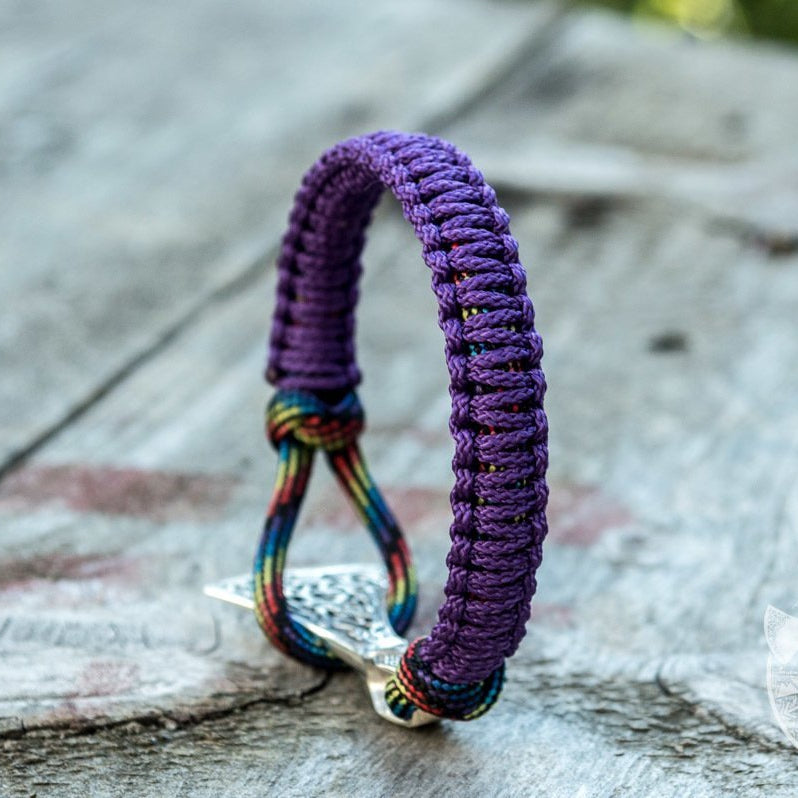 Viking Axe Purple Paracord 925 Sterling Silver Bracelet - VikingsBrand