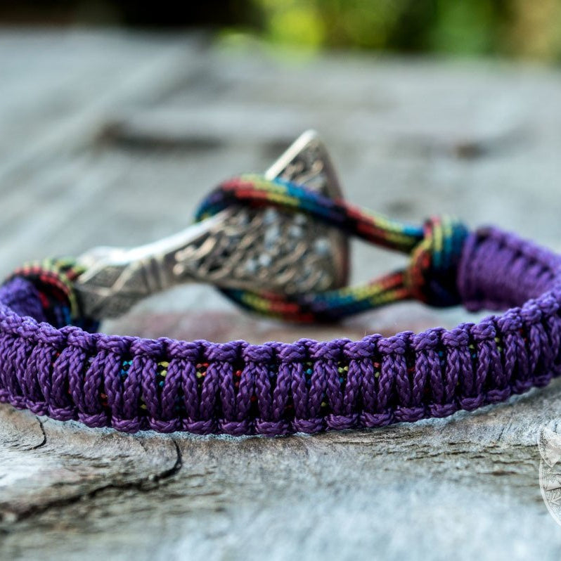 Viking Axe Purple Paracord 925 Sterling Silver Bracelet - VikingsBrand