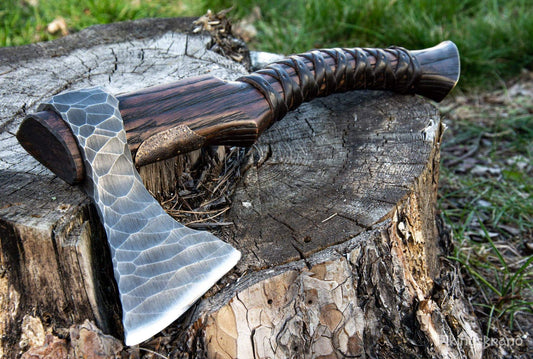 Viking Axe "Sterk Grizzy" with Leather Wrap on the Handle