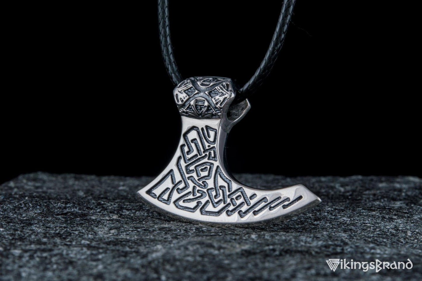 Viking Axe Sterling Silver Pendant with Beautiful Viking Ornament