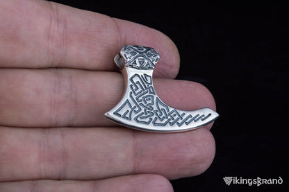 Viking Axe Sterling Silver Pendant with Beautiful Viking Ornament