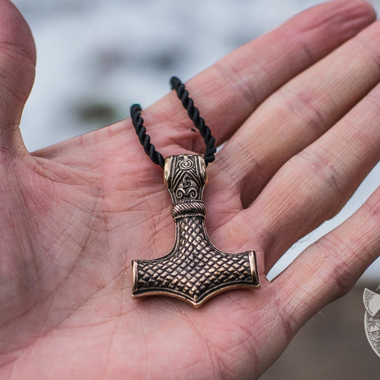 Viking Axe with Unique Ornament Bronze Pendant - VikingsBrand