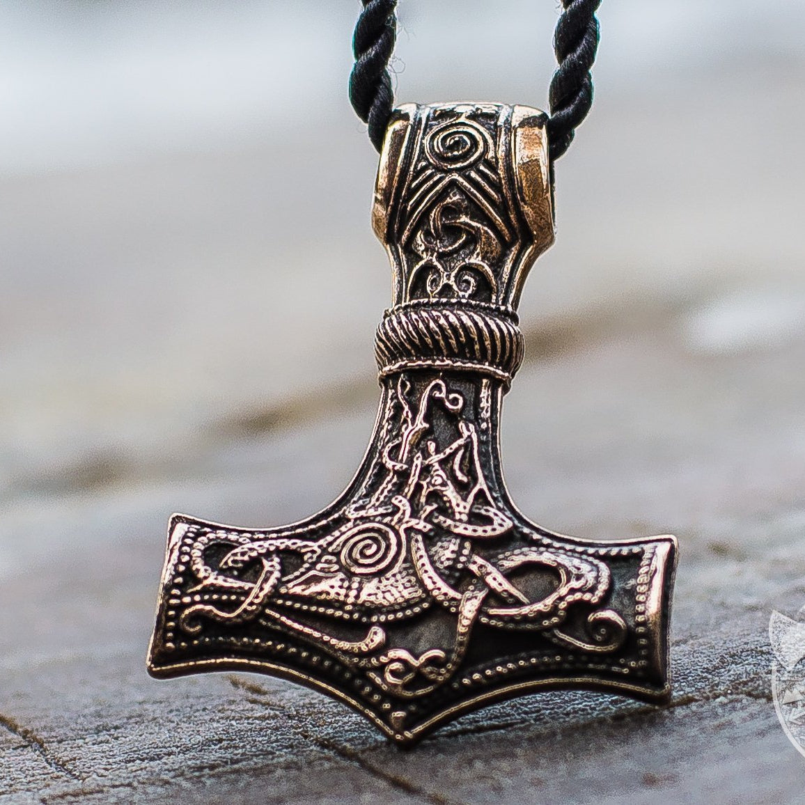 Viking Axe with Unique Ornament Bronze Pendant - VikingsBrand