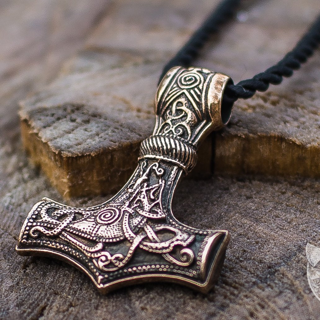 Viking Axe with Unique Ornament Bronze Pendant - VikingsBrand