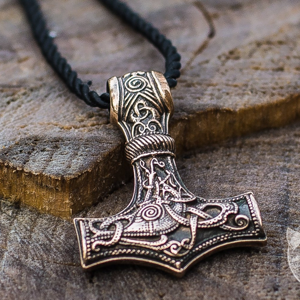 Viking Axe with Unique Ornament Bronze Pendant - VikingsBrand