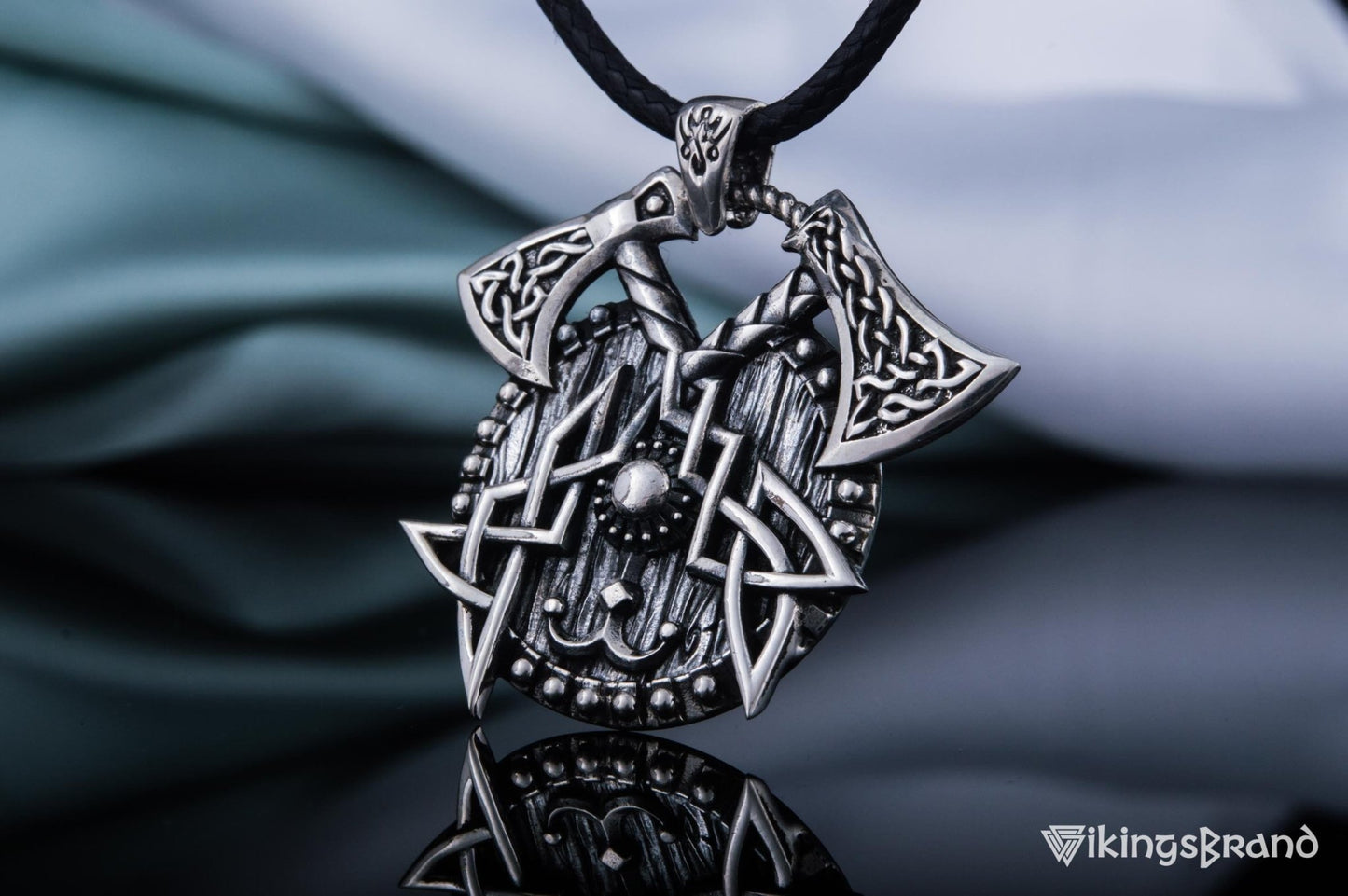 Viking Axes with Shield Sterling Silver Norse Vikings Jewelry
