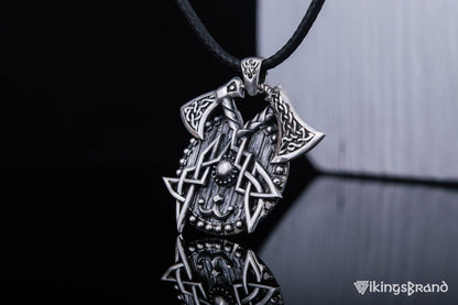 Viking Axes with Shield Sterling Silver Norse Vikings Jewelry