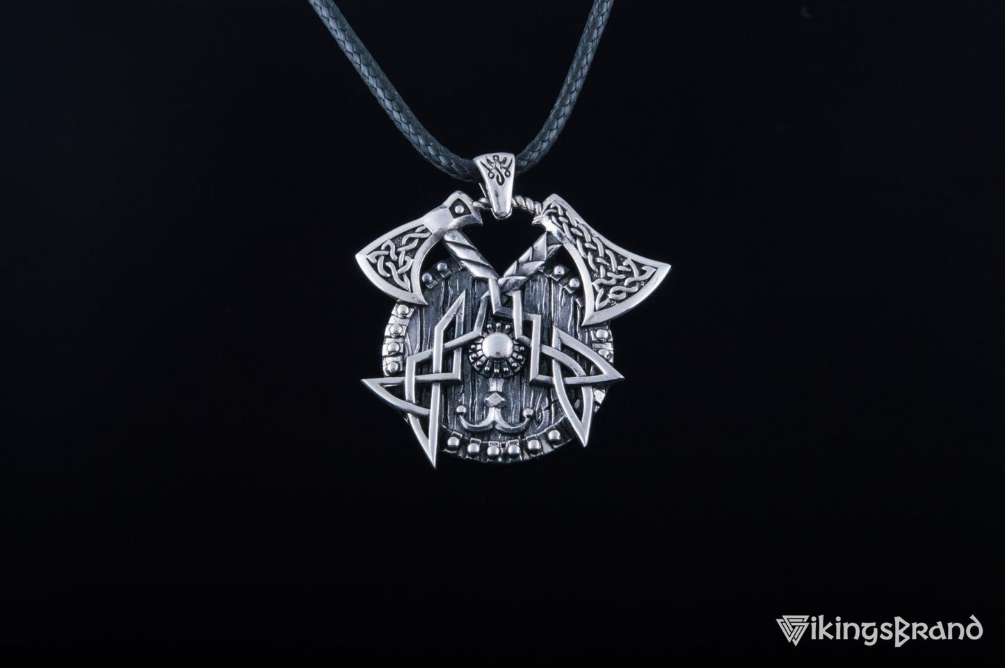 Viking Axes with Shield Sterling Silver Norse Vikings Jewelry