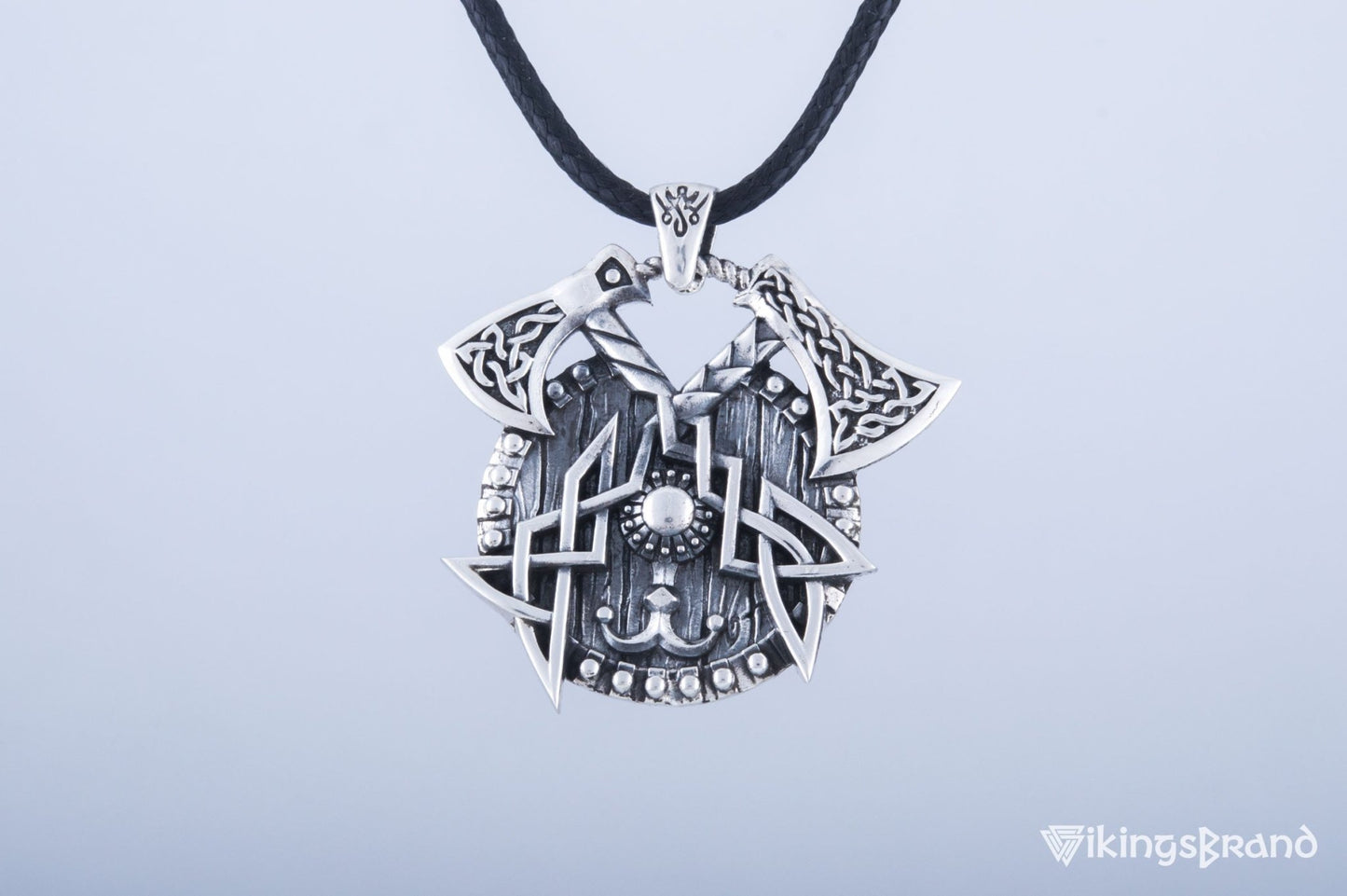 Viking Axes with Shield Sterling Silver Norse Vikings Jewelry