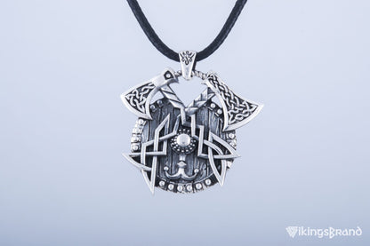 Viking Axes with Shield Sterling Silver Norse Vikings Jewelry