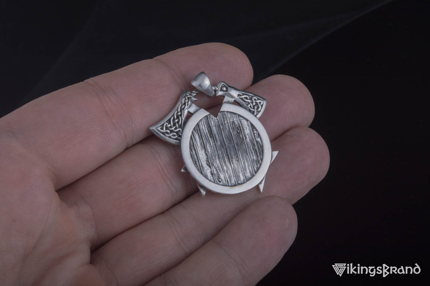 Viking Axes with Shield Sterling Silver Norse Vikings Jewelry