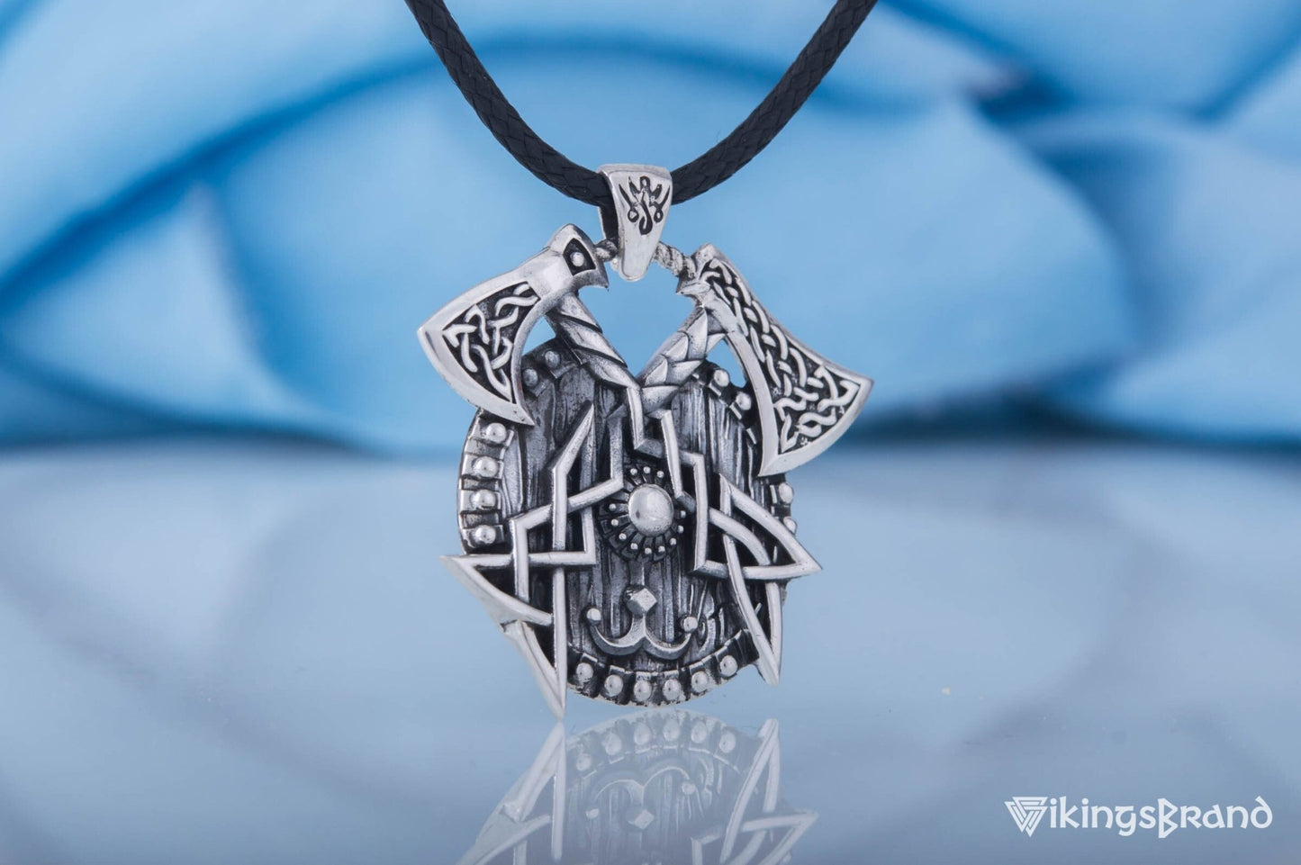 Viking Axes with Shield Sterling Silver Norse Vikings Jewelry
